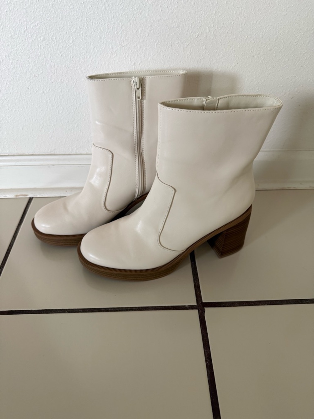 Target Creamy White Mid-Calf Block Heel Boots